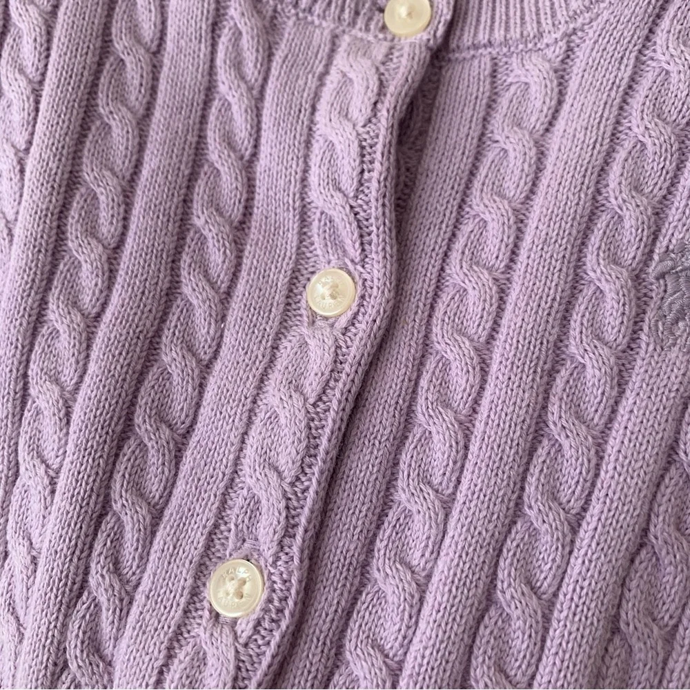 Ralph Lauren Lavender Cable Knit Baby Cardigan